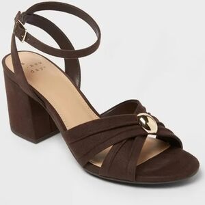 A New Day Dark Brown Block Heel Sandals